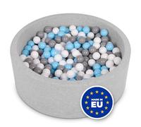 Selonis Soft Ball Pit Pool 90X30cm/300 Balls Round For Baby Toddler Foam, Light Grey:White/Grey/Baby Blue