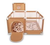 Selonis Square Play Pen Filed with 400 Balls Basketball, Beige:Pastel Beige/Copper/Pearl