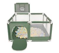 Selonis Square Play Pen Filed with 400 Balls Basketball, Green:Pastel Beige/Pastel Blue/Pastel Yellow/Mint
