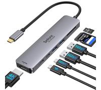 Selore&S-Global Adaptateur USB C, Hub USB C HDMI 4K, Ports USB 3.0, Lecture de Carte SD/TF, Dock Multiport 6-en-1 pour MacBook Pro M1 2021 MacBook Air 2020 ChromeBook Pixel iPad Pro Tablette Type C