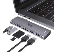 Selore&S-Global Apple MacBook Pro/Air 2020/2019/2018 13/15/16" USB-C Hub: 6-in-1 with 3 USB 3.0, SD/TF Card Reader & 100W Thunderbolt 3 PD Port