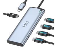 Selore&S-Global USB C Splitter with 4K/60Hz Video Output,USB C Hub Dual Monitor with DP Alt Mode,10Gbps Data Transfer,100W PD,Docking Station Dual Monitor for Windows Laptop,Portable Monitors
