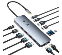 Selore USB C Docking Station 3 Monitor, 14-in-1 Triple Display Dock with 2 HDMI DP 4K@60Hz, 100W PD, Gigabit Ethernet, USB 3.0 5Gbps, SD/micro SD, Multiport Adapter for Dell, HP, Mac Laptops