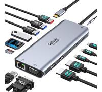 Selore USB C Docking Station Dual Monitor,LaptopDocking Station,14 in 1 Docking Station 3 Monitors with 2 HDMI,VGA,10G USB A/C,100W PD,6 USB A/C Ports,USB C Hub Multiport Adapter for Windows Laptop