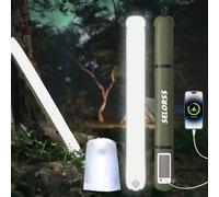 SELORSS Solar Inflatable Camping Light 33.86in/86cm Foldable Telescopic LED | 2000mAh LED, IP66 Waterproof, Portable Outdoor, Telescopic Lamp, Camping, Travel, Festival, White Light, Green
