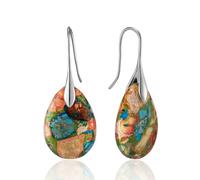 SELOVO Bohemian Emperor Jasper Teardrop Earrings for Women - Dangle Earrings with Hooks,Unique Statement Jewelry Gift, Stone, No Gemstone