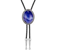 SELOVO Genunie Leather Bolo Tie Native Western Bola Tie Stone, Blue, One Size