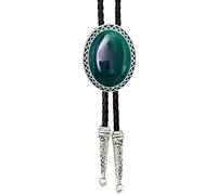 SELOVO Genunie Leather Bolo Tie Native Western Bola Tie Stone, Green,
