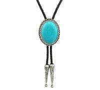 SELOVO Genunie Leather Bolo Tie Native Western Bola Tie Stone, Turquoise, Average