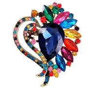 SELOVO Heart Rhinestone Scarf Brooch Pin Austrian Crystal Antiqued Silver Tone, Cubic Zirconia, rhinestone