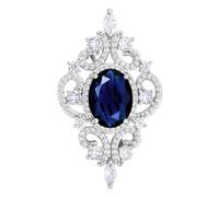 SELOVO Vintage Style Women's Blue Oval Sapphire-color CZ Crystal Wedding Bridal Pin Brooch Silver Tone by SELOVO