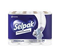 SELPAK Professional Toilet Roll - 24 Rolls of Toilet Paper - Luxuriously Soft, Gentle and Hypoallergenic 3 ply Toilet Rolls - Sustainable Toilet Tissue - Dermatologically Tested Loo Roll, White
