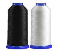 Selric [2600Yards / Black +W hite] Pack of 2 Tex 90 Bonded Nylon Thread for Leather Sewing 280D/3 T90#92 Heavy Duty Upholstery Thread for Leather and Other Heavy Fabric
