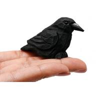 Selsela Raven Black Bird Crow Figurine Statue Sculpture Art Miniature Wood Carving Decor Small Animal