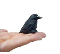 Selsela Raven Black Bird Crow Figurine Statue Sculpture Art Miniature Wood Carving Decor Small Animal