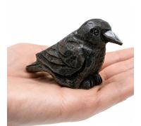 Selsela Raven Black Bird Crow Figurine Statue Sculpture Art Miniature Wood Carving Decor Small Animal