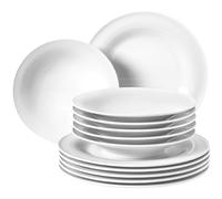SELTMANN WEIDEN BT Beat Dinner Service 12-Piece Round with Groove Relief Modern Style White
