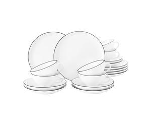 Seltmann Weiden Lido black line tea service 18 pieces White with black edge