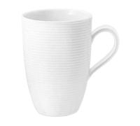 Seltmann WEIDEN Maxi Cup with Handle 0.45 L Diameter 12.8 cm Height 12.5 cm Beat Shape: Round with Groove Relief Modern Style White