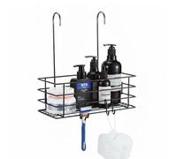 Seltomer Shower Caddy Hanging Shower Orangizer Stainless Steel Shower Rack with Hooks Over The Door, Shampoo Basket Storage (Black)