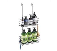 Seltomer Shower Organizer Hanging Shower Caddy with Rotatable Hook bar Over the Door and Can be Hung on the Faucet or Claw Foot, Stainless Steel Rust Proof and Durable （Black）