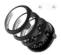 Seltureone 3 Pieces Case for Google Pixel Watch 4 41mm Screen Protector with Charging Assistant, Hard PC 360° All-round Anti-scratch Anti-dust Ultra-thin Protective Case - Black