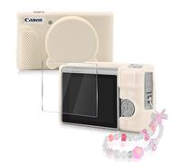 Seltureone Camera Case for Canon PowerShot SX740/SX730 Digital Camera, with Screen Protective Film and Cute Camera Chain, Soft Silicone Case for SX740/SX730 Accessories- Beige