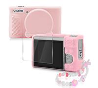 Seltureone Camera Case for Canon PowerShot SX740/SX730 Digital Camera, with Screen Protective Film and Cute Camera Chain, Soft Silicone Case for SX740/SX730 Accessories - Pink