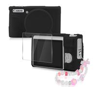 Seltureone Camera Case for Canon PowerShot SX740/SX730 Digital Camera, with Screen Protective Film and Cute Camera Chain, Soft Silicone Case for SX740/SX730 Accessories - Black