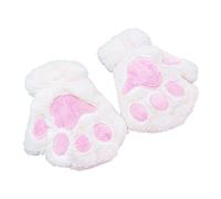 seluluory 1 Pair Women Girls Lovely Winter Warm Fingerless Gloves Fluffy Cat Claw Plush Half Finger Mitten with String