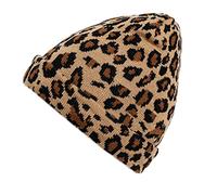 seluluory Vintage Leopard-Print Cuffed Hat Winter Windproof Warm Hat for Outdoor Activities in Cold Weather
