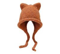 seluluory Winter Cute Cat Ears Knit Hat Ear Flaps Crochet Beanie Hat Ear Protection Warm Hats Ski Hats Outdoor Windproof Hats