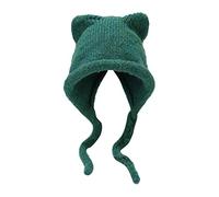 seluluory Winter Cute Cat Ears Knit Hat Ear Flaps Crochet Beanie Hat Ear Protection Warm Hats Ski Hats Outdoor Windproof Hats