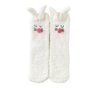 seluluory Winter Fluffy Socks for Women and Girls Slipper Socks Home Socks Cartoon Embroidery 3D Rabbit Ears Thermal Socks Sleep Socks