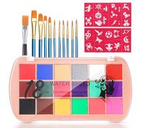 Selutiya Face Painting Kit 18 Colors Face Paint With 11 Paint Brushes Safe and non-toxic Rainbow Face Paint Body Paint for Kids Adults Suitable for various festival makeup, party role play