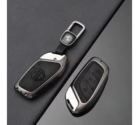 SELUVI Car Key Fob Cover for MG MG4 2022-2023, Car Key Fob Case Car Key Shell Case Leather Car Key Protector with Keychain for Car Keys Accessories,A-Black