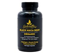 SelvaBio Organic Black Maca Root Capsules 750mg, 100 Vegan Capsules