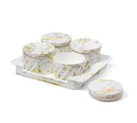 Selvel Italian Airtight Dry Fruit Container Tray Set with Lid & Serving Bowls, Snacks, Sweets & Namkeen Organizer, Diwali & Housewarming Gift, BPA-Free, 4 Pcs, 430ml Each, White, Diwali Gift