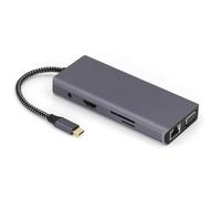 SELVFZ 10 In 1 Type C To HDTV VGA RJ45 USB3.0+USB2.0 TF Card Reader Slot 3.5mm Port USB Extender Docking Station For PC USB C Aluminum