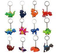 SELVFZ 12Pcs PVC Dinosaur Keychains Dinosaur Pendant Key Chain Dinosaur Birthday Party Gifts Bag Fillers Supplies
