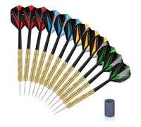 SELVFZ 12Pieces 14 Grams Steel Tip Iron Barrels Shaft PET Flight Darts Safe Metal Darts Professional Safe Set Balanced Weight