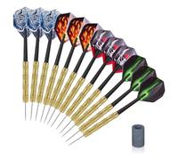 SELVFZ 12Pieces 14 Grams Steel Tip Iron Barrels Shaft PET Flight Darts Safe Metal Darts Professional Safe Set Balanced Weight