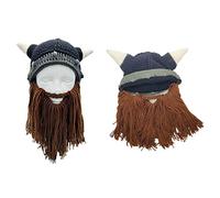 SELVFZ 2pcs For Creative Funny Beard Horn Hat Parent-Child Knitted Mustache Hat Warm Beard Removable Party For Autumn Winte