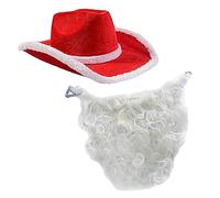 SELVFZ 2Pcs White Santa Beard And Santa Clause Hats Christmas Holiday Cosplay Accessories Santa Suit Santa Clause Outfits Set Santa Clause Beard And Hat