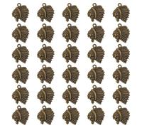 SELVFZ 30 Pack Tribal Pendants Jewelry Accessory Indian Chiefs Head Jewelry Pendant for Jewelry Making and Craft Enthusiasts Handmade Pendants
