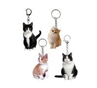 SELVFZ 4Piece Set Cartoon Keychains Acrylic Key Holder Key Pendant Acrylic Texture Bag Charm Present for Fashion Lovers