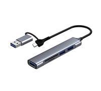SELVFZ 5 In 1 USB+Type C Expansion Dock With Card Reader USB3.0 Port Extender For Laptop PC Camera Drive Adapter Aluminum USB C Dock With Card Reader