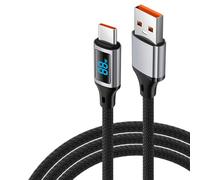 SELVFZ 60W USB Cable Builting In LED Power Display Fast Charging Nylon And Metal Texture Fast Speed Data Transfer Cord A To C Data Cable With Power Display