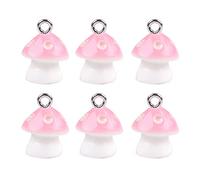 SELVFZ 6Pcs/10Pcs Cartoon Resin Small Mushroom Pendant Handmade Ear Rings Beaded Jewelry Keychain Accessories Jewelry Accessories for Making Earrings Keychain Bracelets