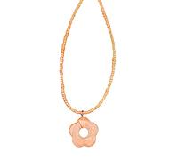 SELVFZ Acrylic Beaded Necklace Hollowed Out Floral Pendant Neckchain Trend Chain Fashion Jewelry Acrylic Beaded Necklace Adjustable